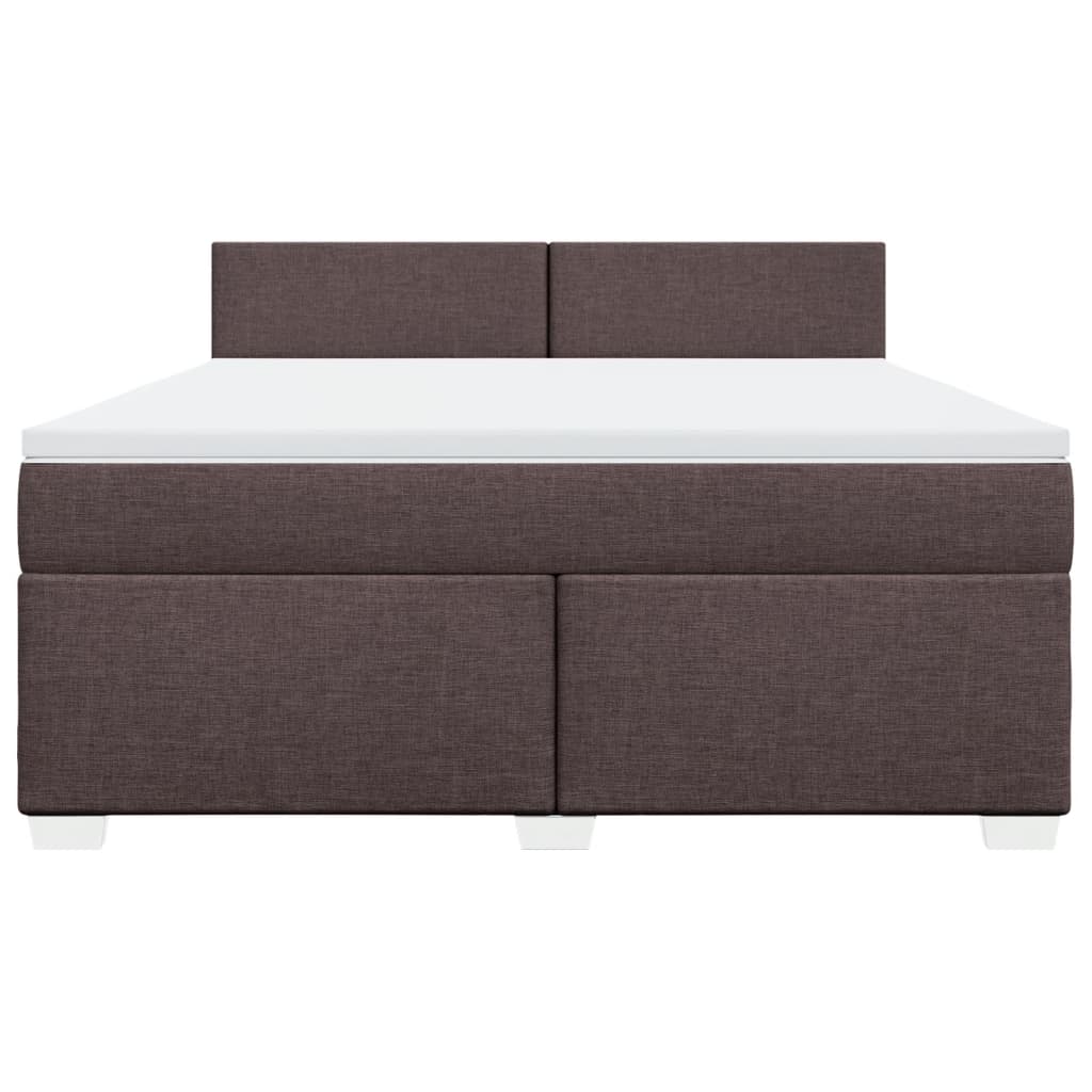 vidaXL Łóżko kontynentalne z materacem, brązowe, tkanina, 180x200 cm