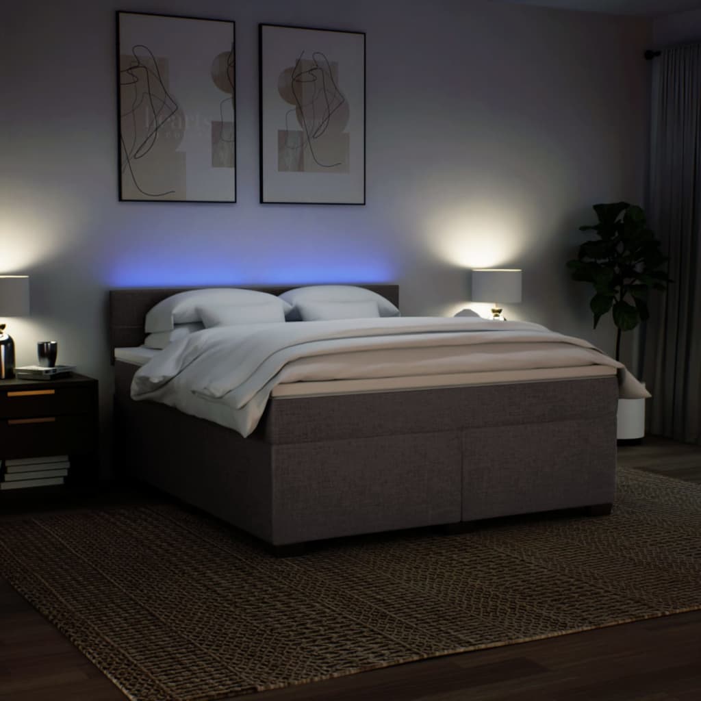 vidaXL Łóżko kontynentalne z materacem, taupe, tkanina, 180x200 cm