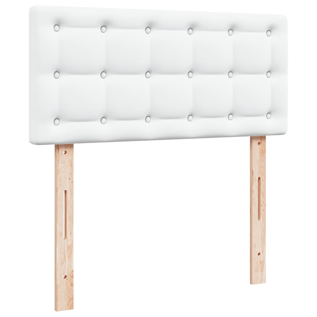 vidaXL Łóżko kontynentalne z materacem, białe, ekoskóra 90x200 cm