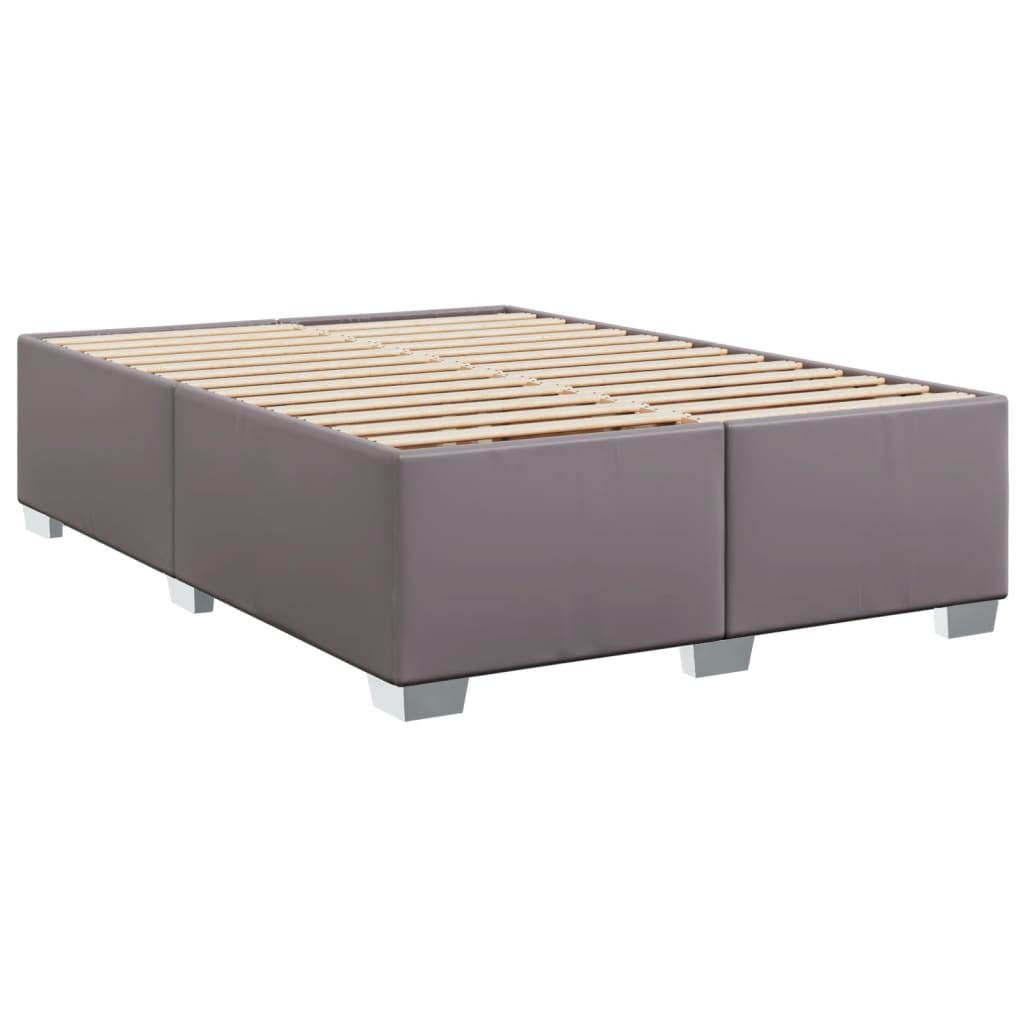 vidaXL Łóżko kontynentalne z materacem, szare, ekoskóra 140x200 cm