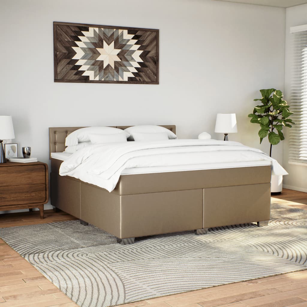 vidaXL Łóżko kontynentalne z materacem, cappuccino ekoskóra 180x200 cm