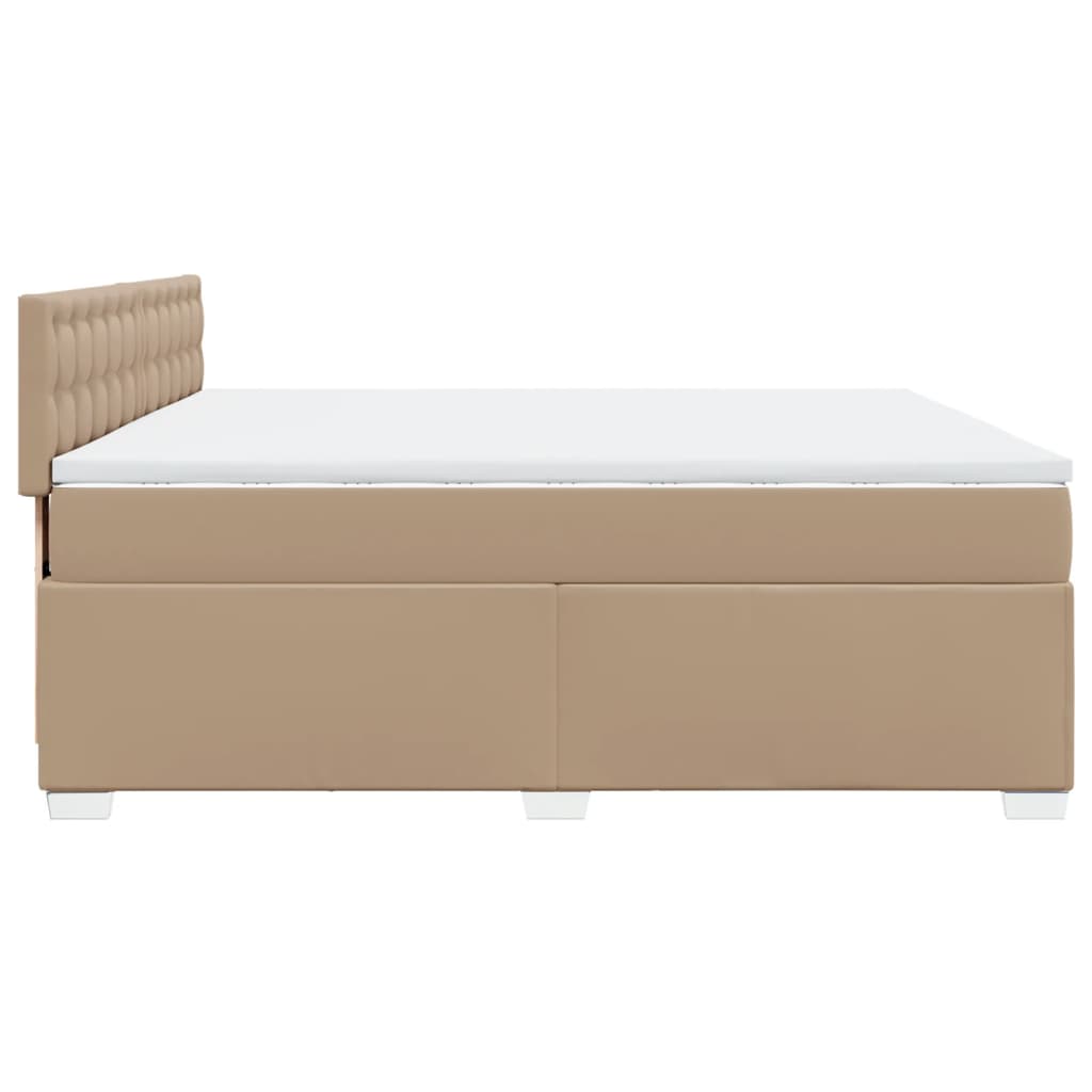 vidaXL Łóżko kontynentalne z materacem, cappuccino ekoskóra 200x200 cm