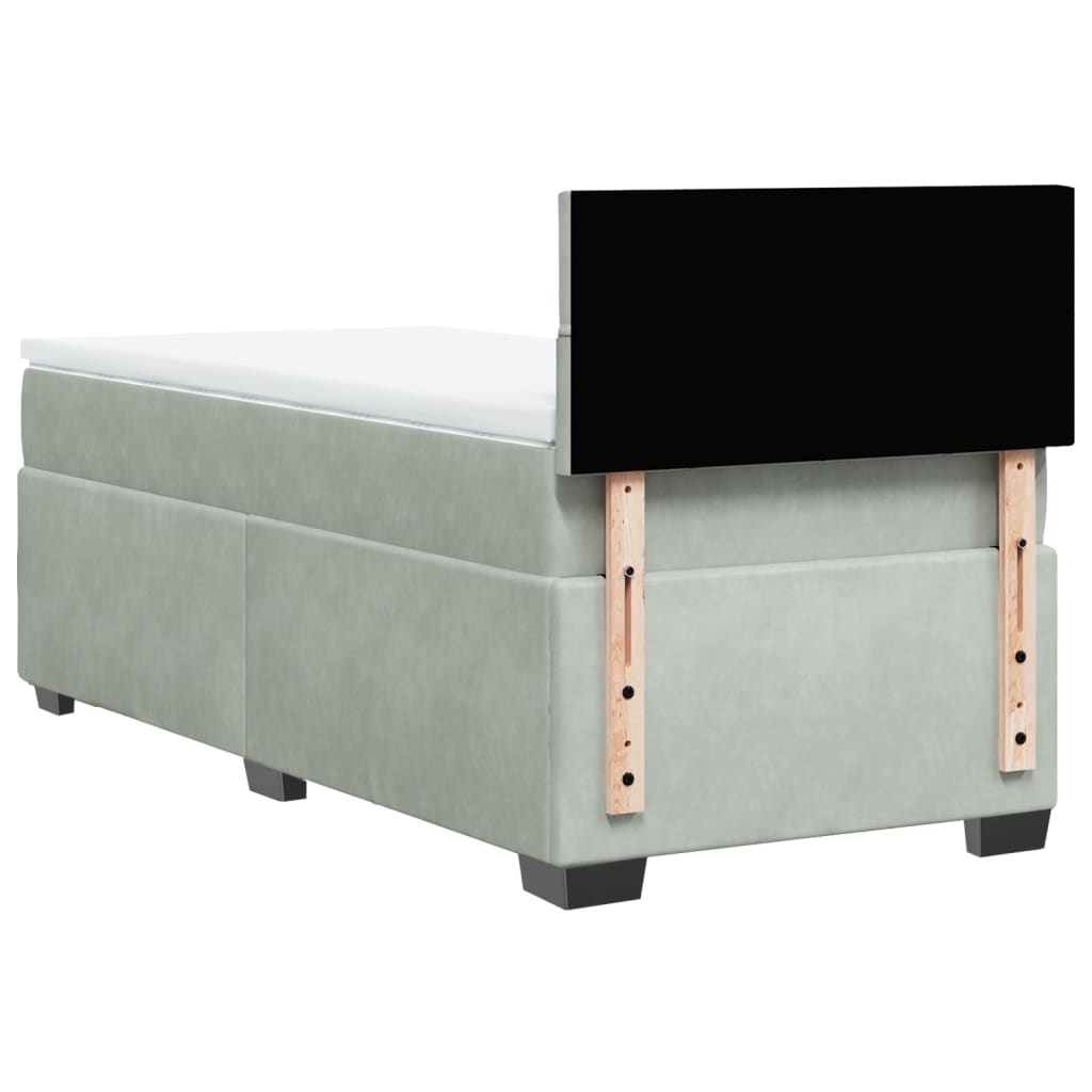 vidaXL Łóżko kontynentalne z materacem, jasnoszare, aksamit, 90x190 cm