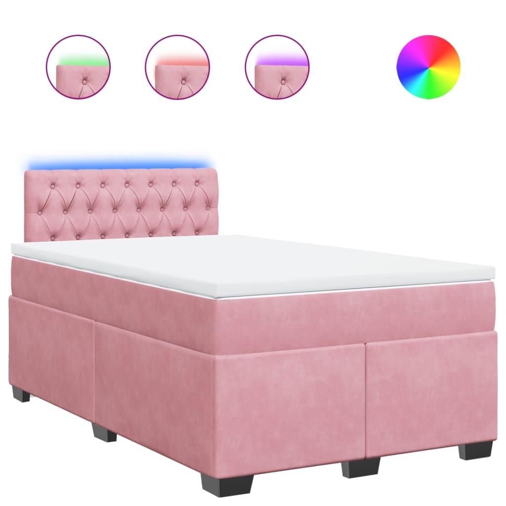 vidaXL Łóżko kontynentalne z materacem, różowe, 120x200 cm, aksamit