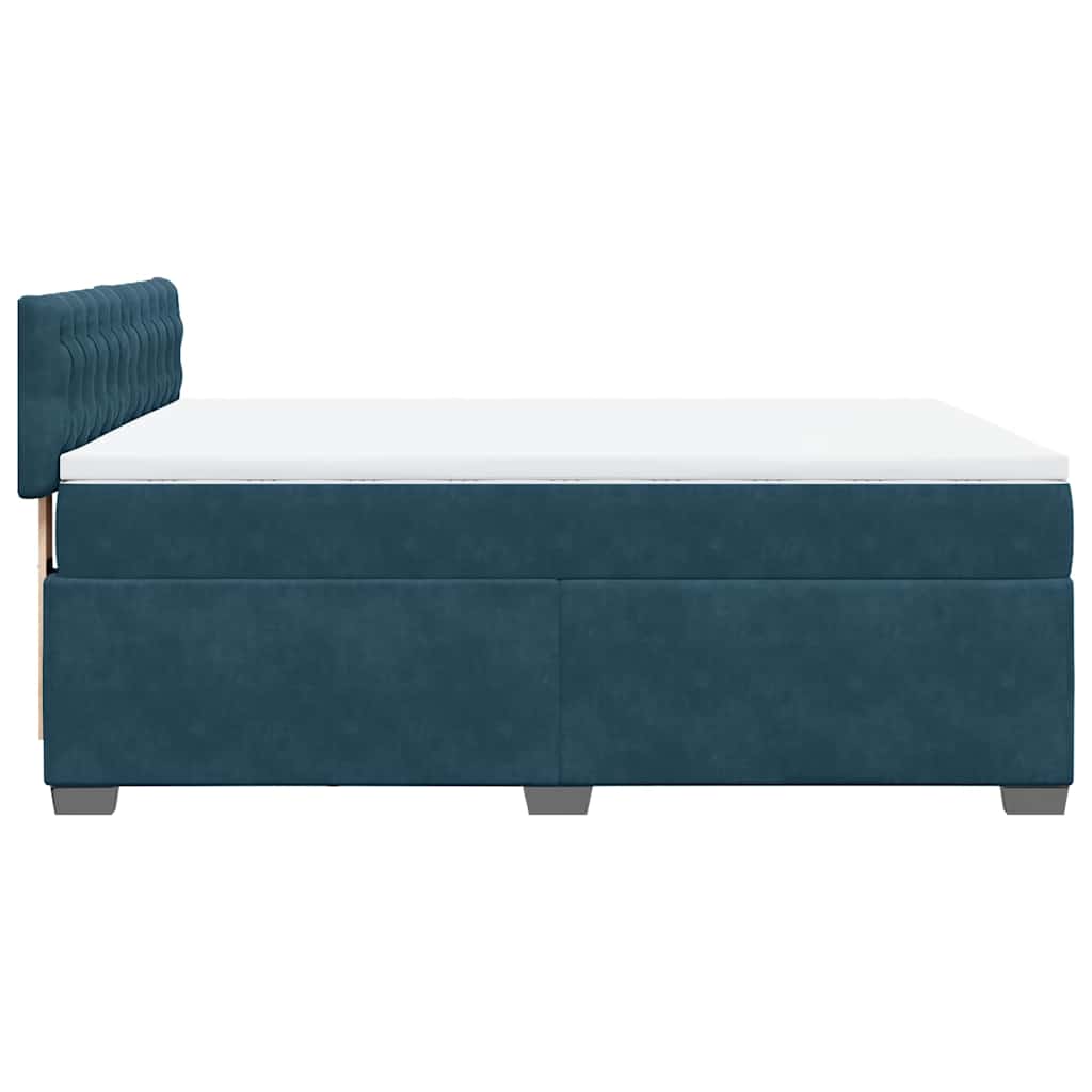 vidaXL Łóżko kontynentalne z materacem, niebieskie, 140x190cm, aksamit
