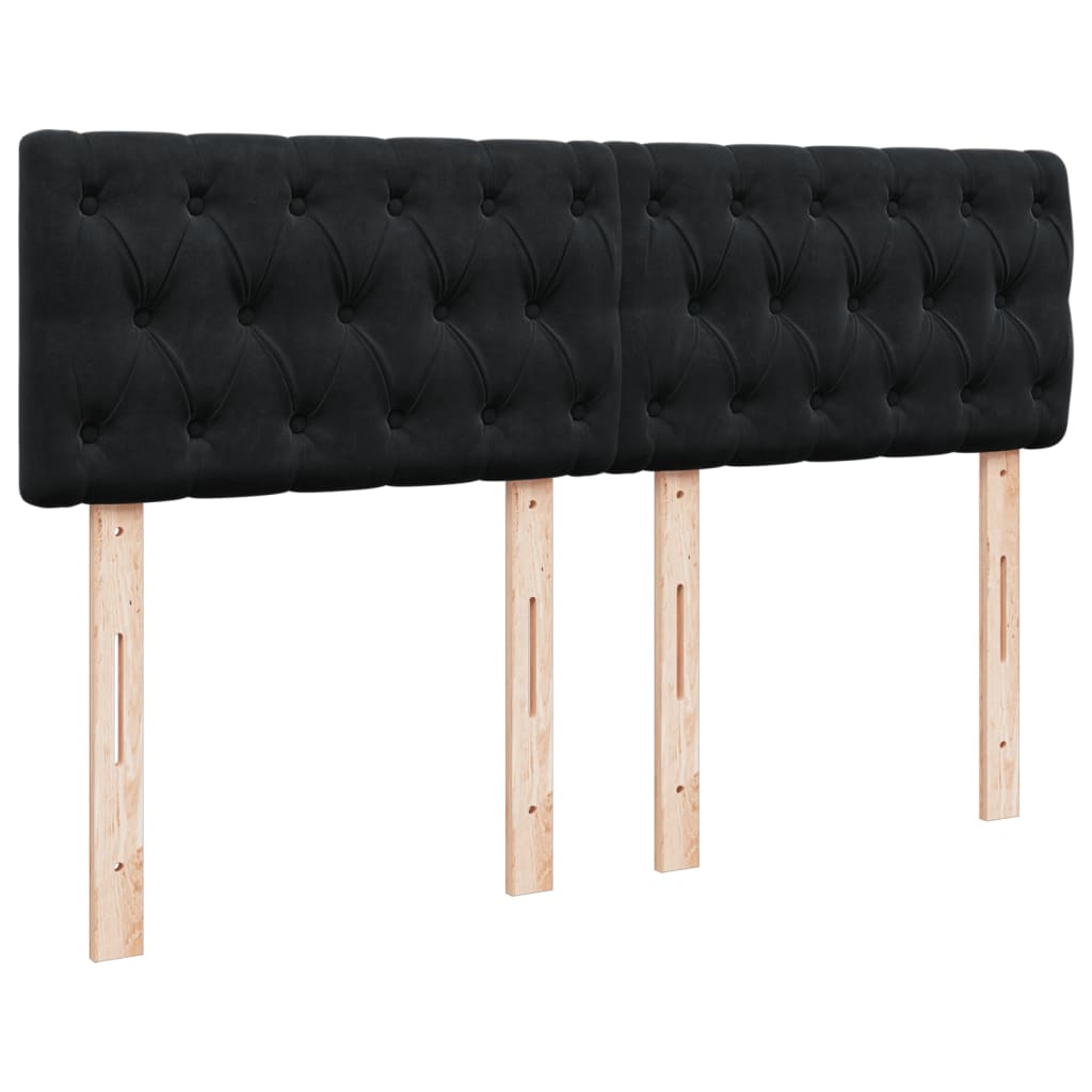 vidaXL Łóżko kontynentalne z materacem, czarne, 140x200 cm, aksamit