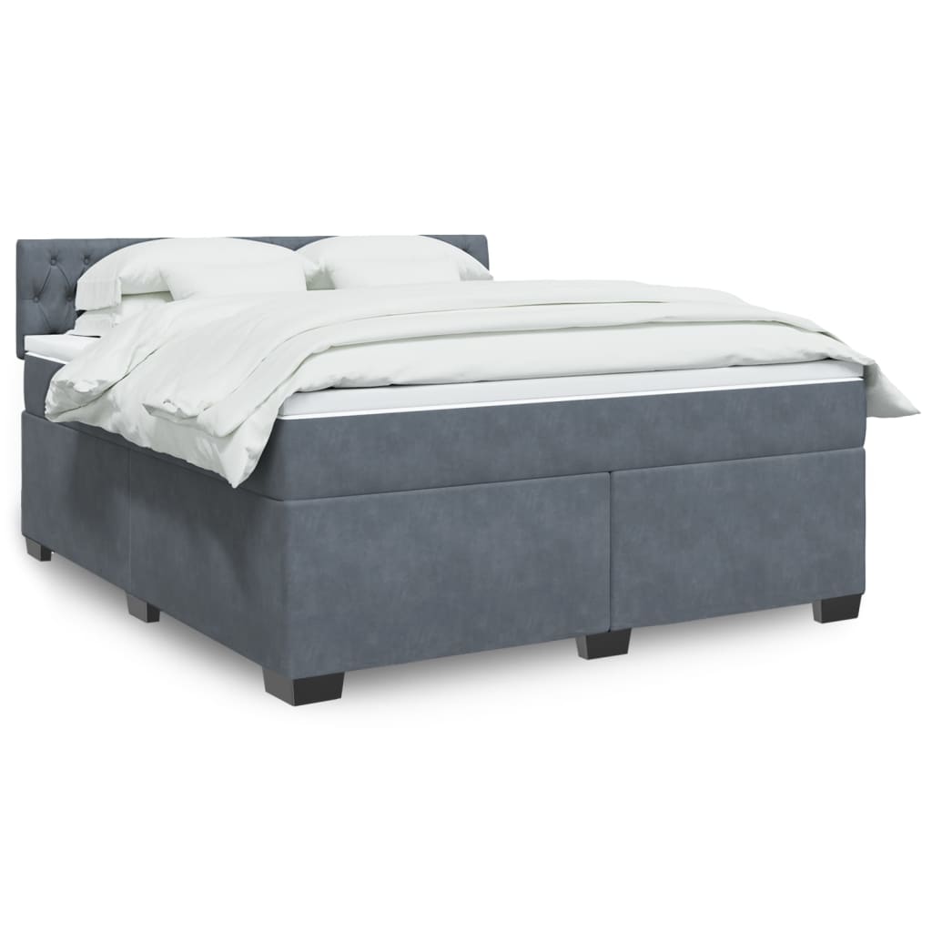 vidaXL Łóżko kontynentalne z materacem, ciemnoszare, 180x200cm aksamit