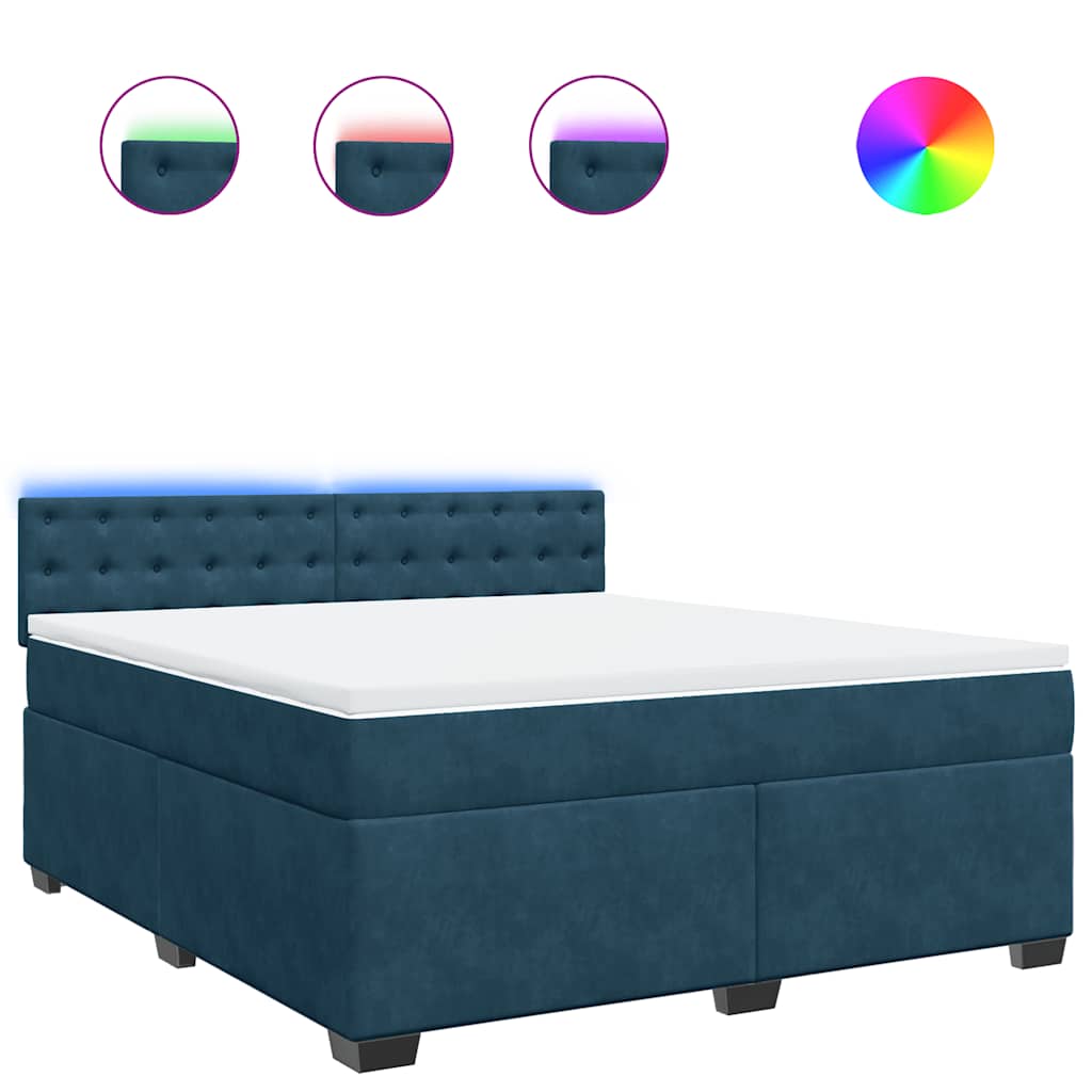 vidaXL Łóżko kontynentalne z materacem, niebieskie, 180x200cm, aksamit