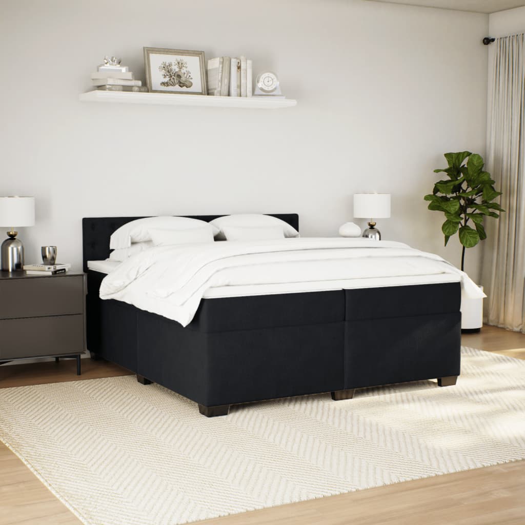 vidaXL Łóżko kontynentalne z materacem, czarne, aksamit 200x200 cm