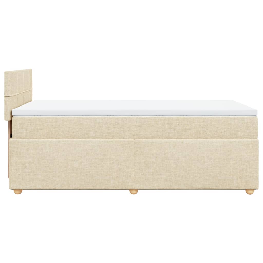 vidaXL Łóżko kontynentalne z materacem, kremowe, tkanina, 90x190 cm