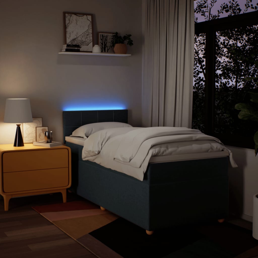 vidaXL Łóżko kontynentalne z materacem, niebieskie, tkanina 100x200 cm
