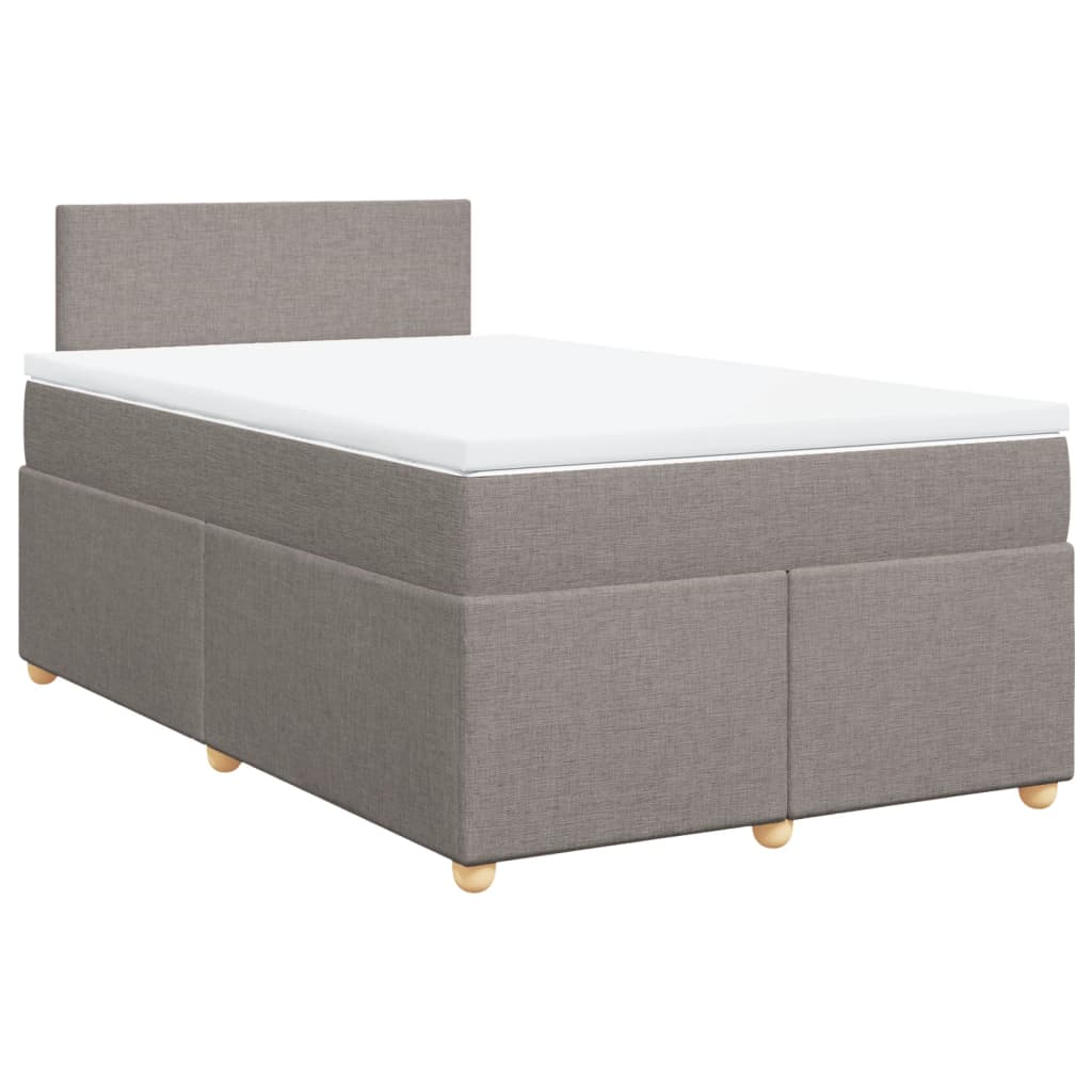 vidaXL Łóżko kontynentalne z materacem, taupe, 120x190 cm, tkanina
