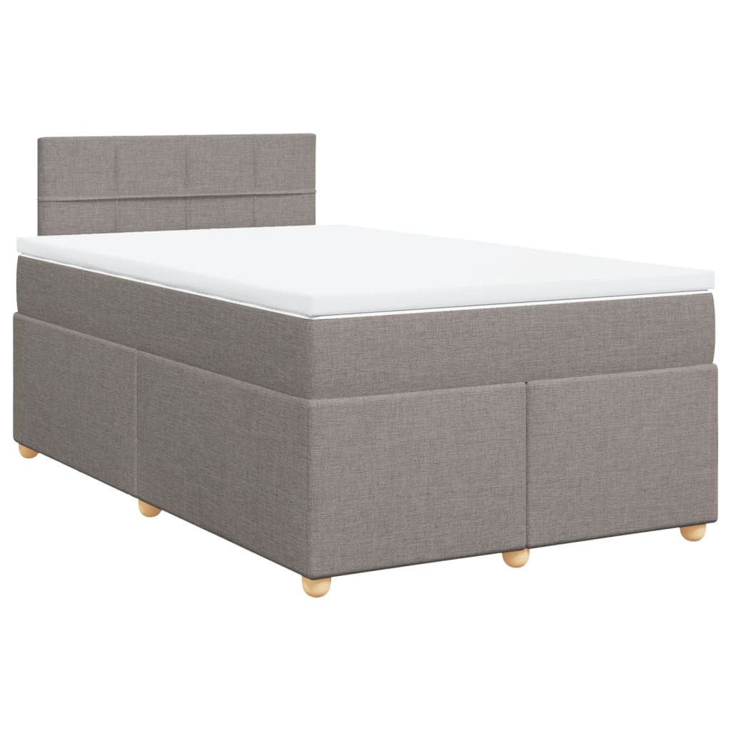 vidaXL Łóżko kontynentalne z materacem, taupe, 120x190 cm, tkanina