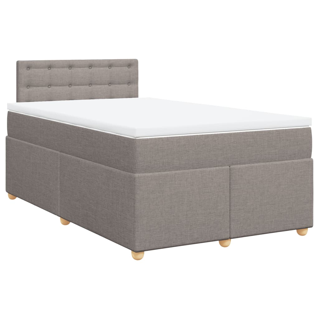 vidaXL Łóżko kontynentalne z materacem, taupe, 120x190 cm, tkanina