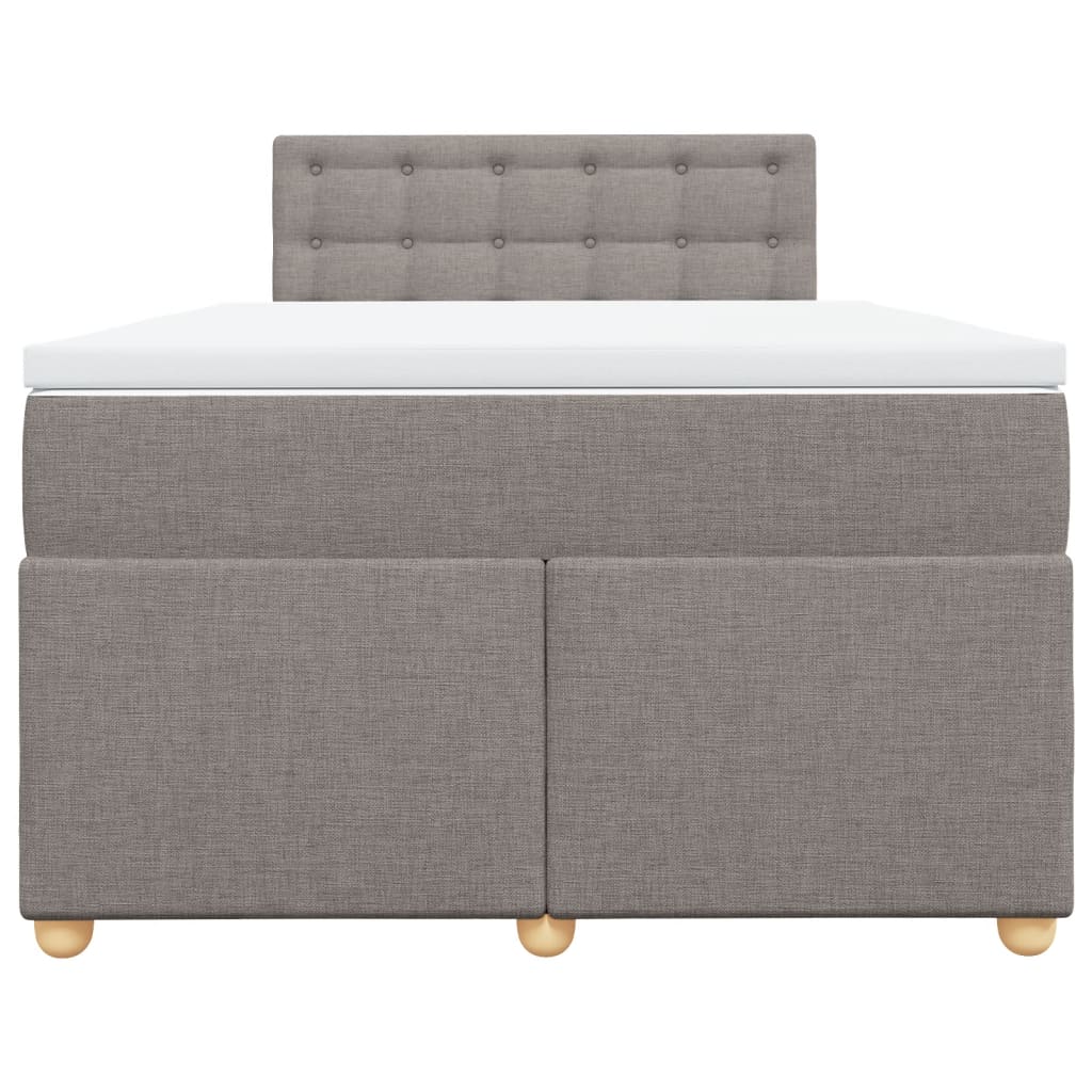 vidaXL Łóżko kontynentalne z materacem, taupe, 120x190 cm, tkanina