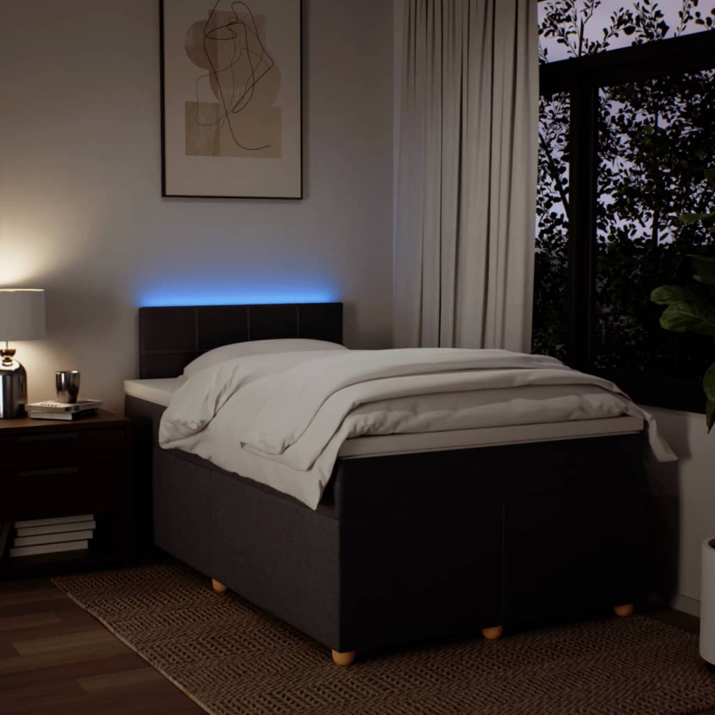 vidaXL Łóżko kontynentalne z materacem, brązowe, tkanina, 120x200 cm