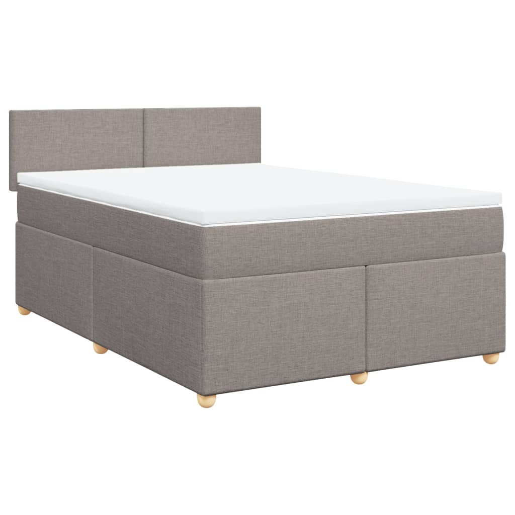 vidaXL Łóżko kontynentalne z materacem, taupe, tkanina, 140x190 cm
