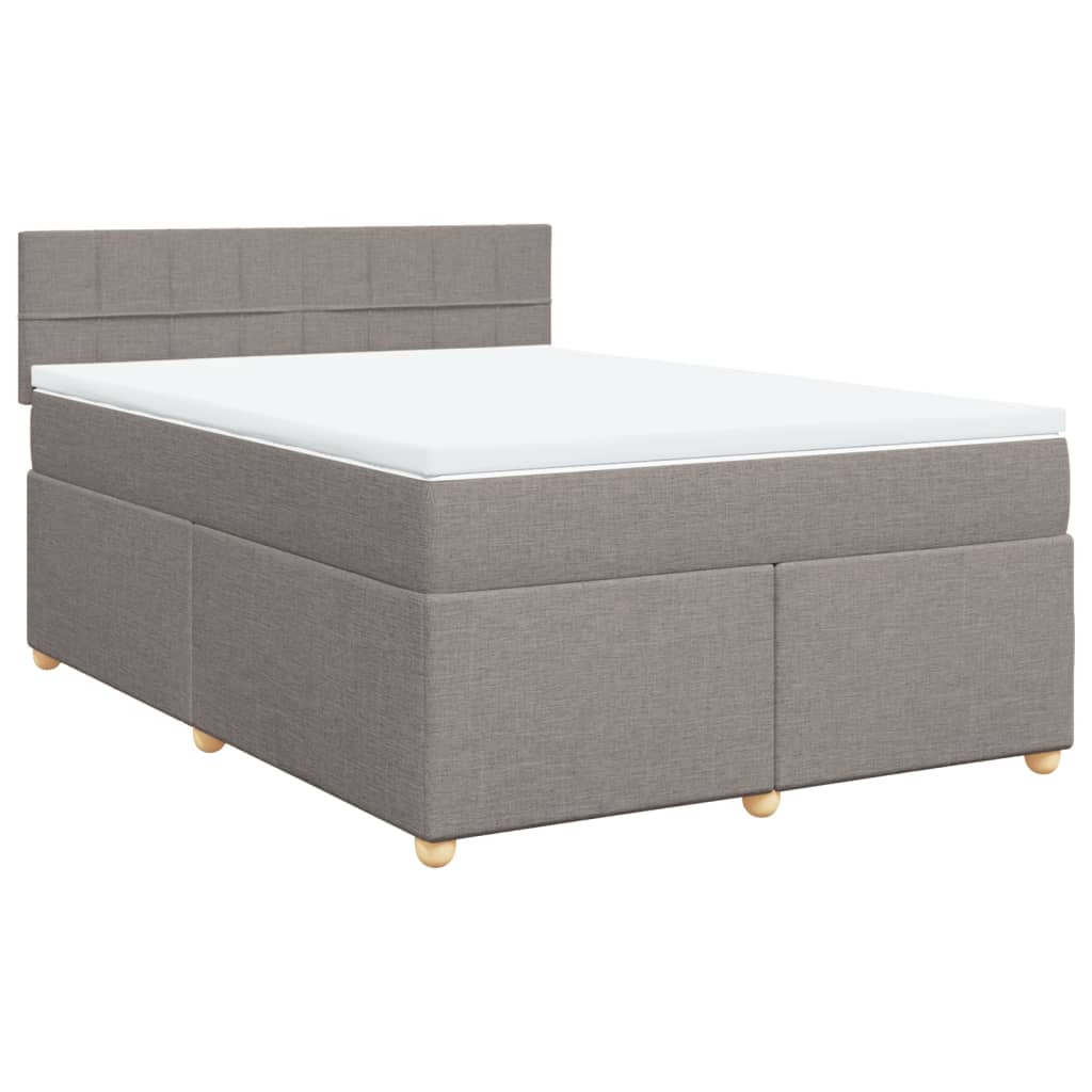vidaXL Łóżko kontynentalne z materacem, taupe, tkanina, 140x190 cm