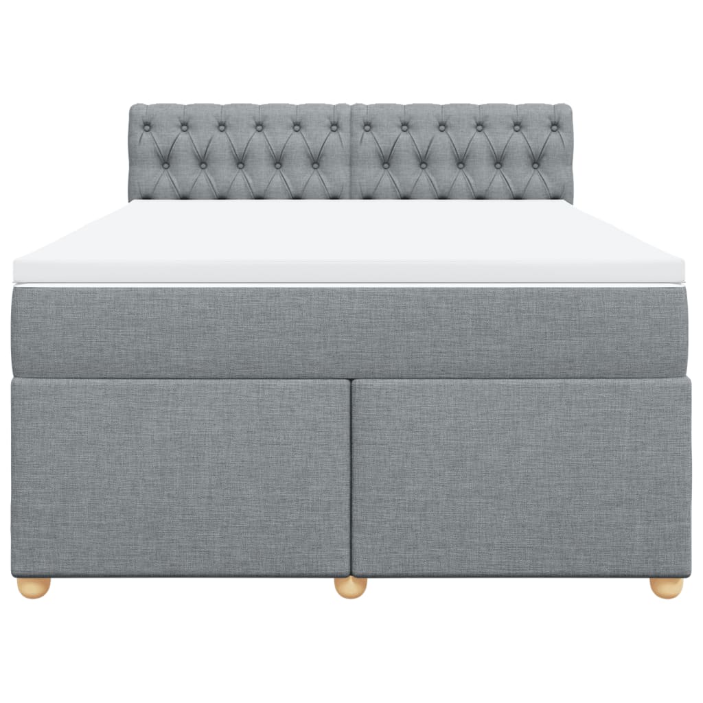 vidaXL Łóżko kontynentalne z materacem, jasnoszare, tkanina, 140x190cm