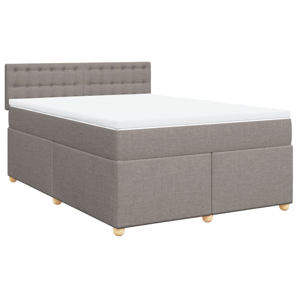 vidaXL Łóżko kontynentalne z materacem, taupe, tkanina, 140x190 cm