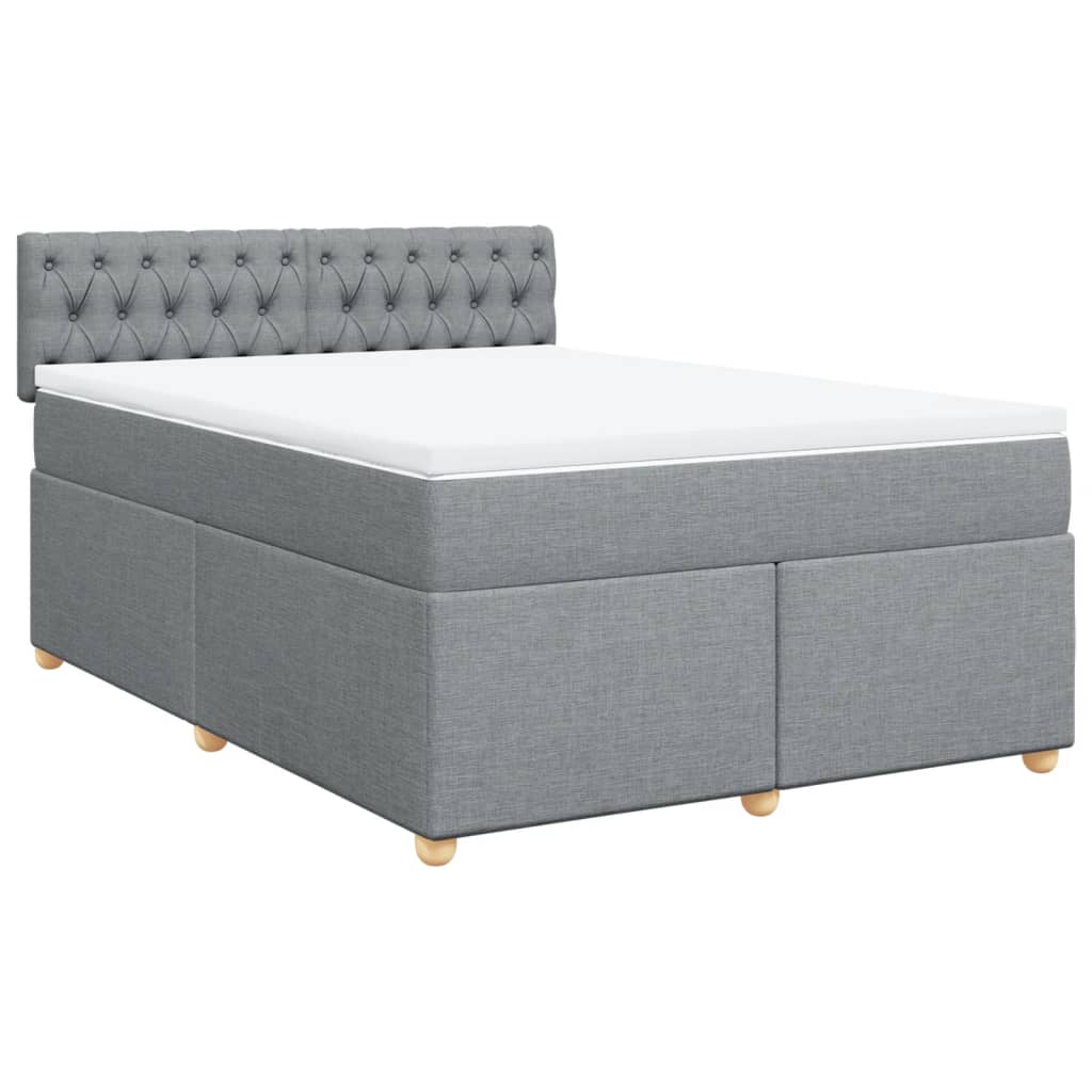 vidaXL Łóżko kontynentalne z materacem, jasnoszare 140x200 cm, tkanina