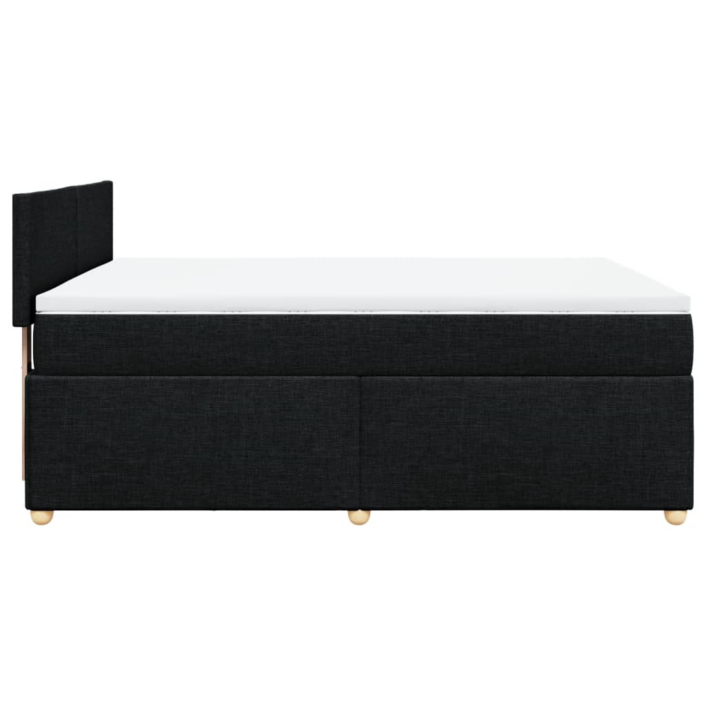 vidaXL Łóżko kontynentalne z materacem, czarne, tkanina 160x200 cm