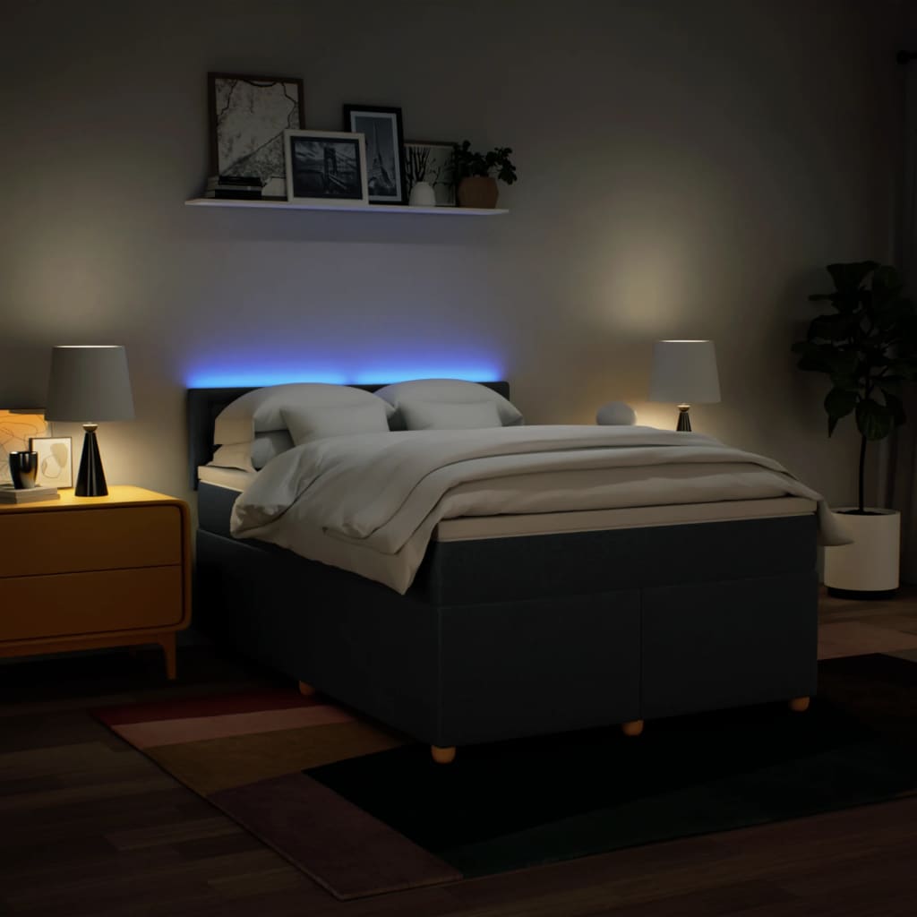 vidaXL Łóżko kontynentalne z materacem, niebieskie, tkanina, 160x200cm