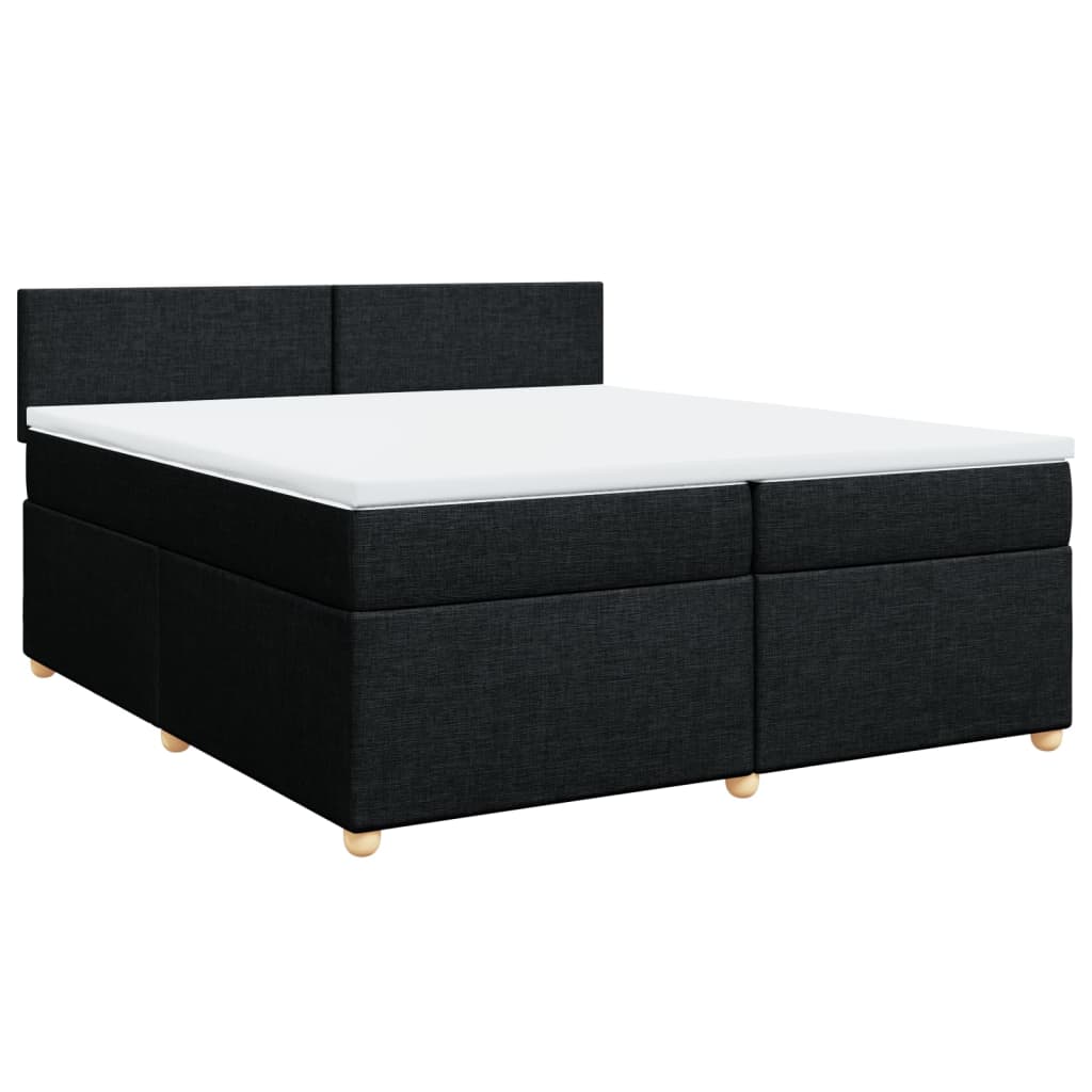 vidaXL Łóżko kontynentalne z materacem, czarne, tkanina, 200x200 cm