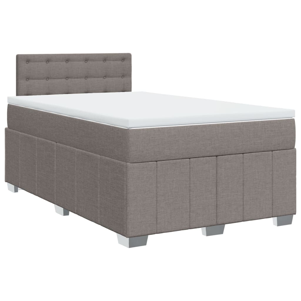 vidaXL Łóżko kontynentalne z materacem, taupe, 120x190 cm, tkanina