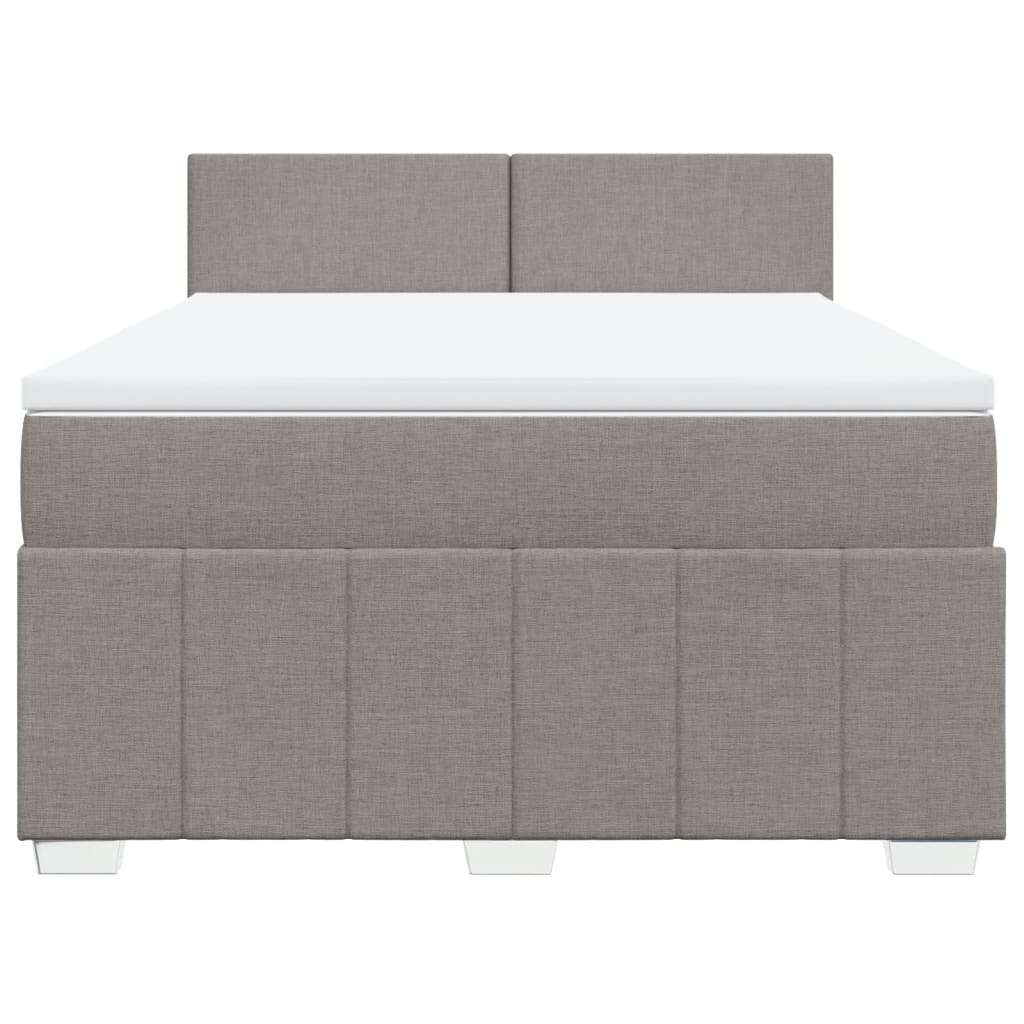 vidaXL Łóżko kontynentalne z materacem, taupe, tkanina, 160x200 cm