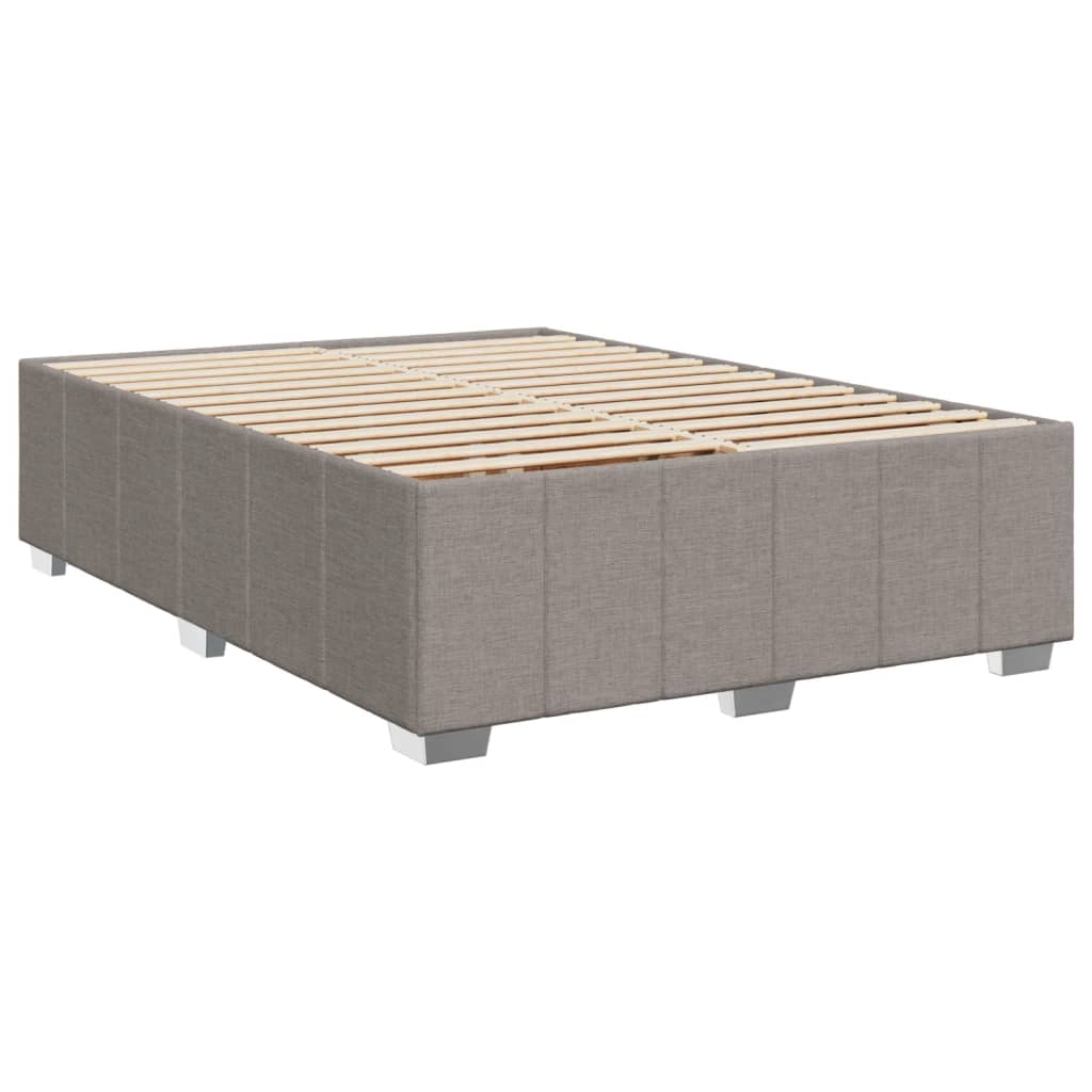vidaXL Łóżko kontynentalne z materacem, taupe, tkanina, 160x200 cm