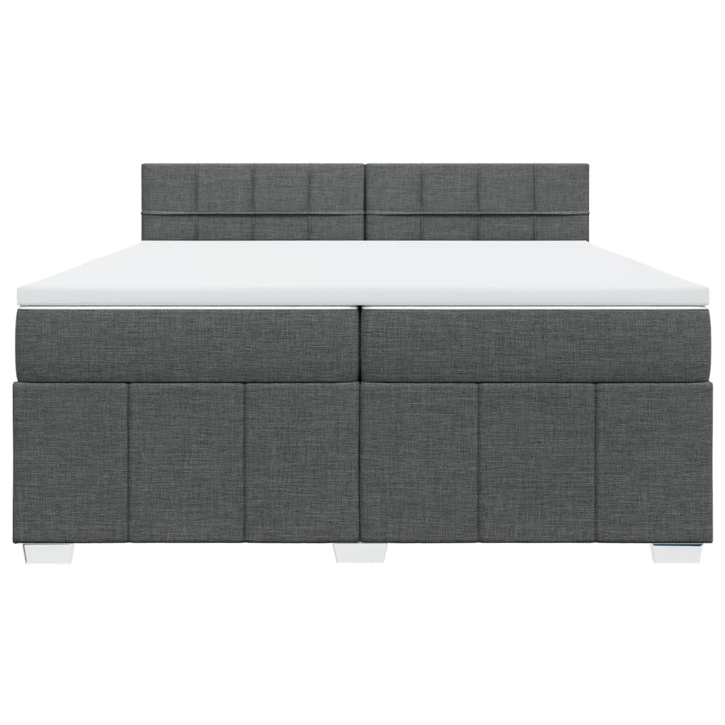 vidaXL Łóżko kontynentalne z materacem, ciemnoszara tkanina 200x200 cm