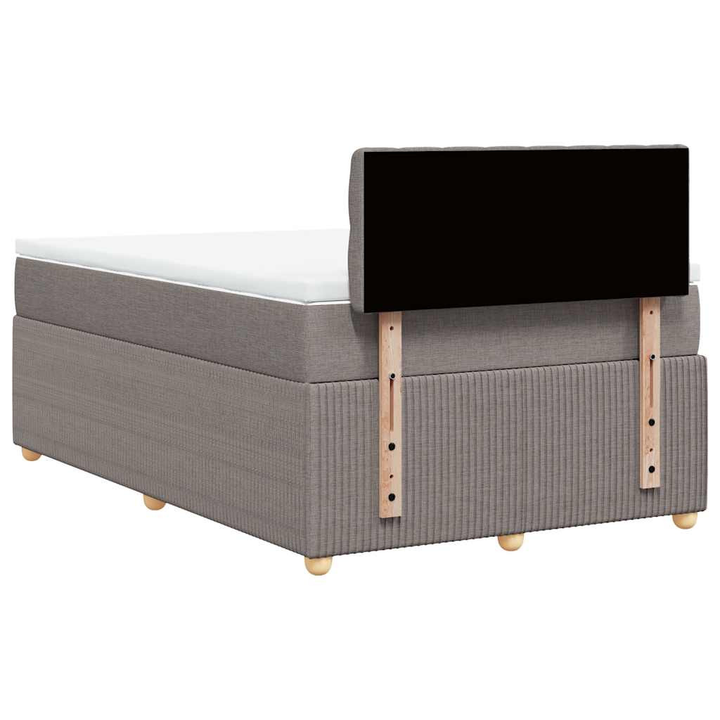 vidaXL Łóżko kontynentalne z materacem, taupe, 120x190 cm, tkanina