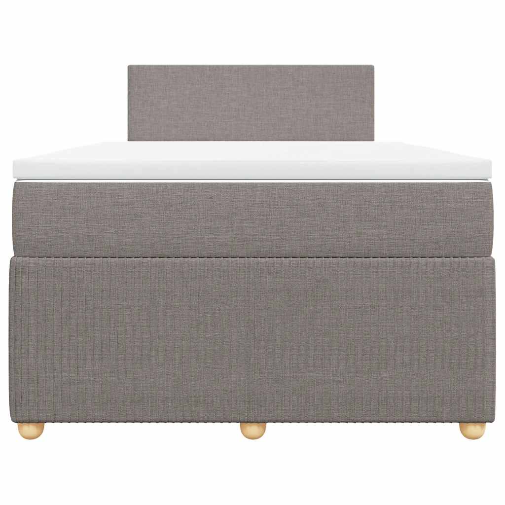 vidaXL Łóżko kontynentalne z materacem, taupe, tkanina, 120x200 cm