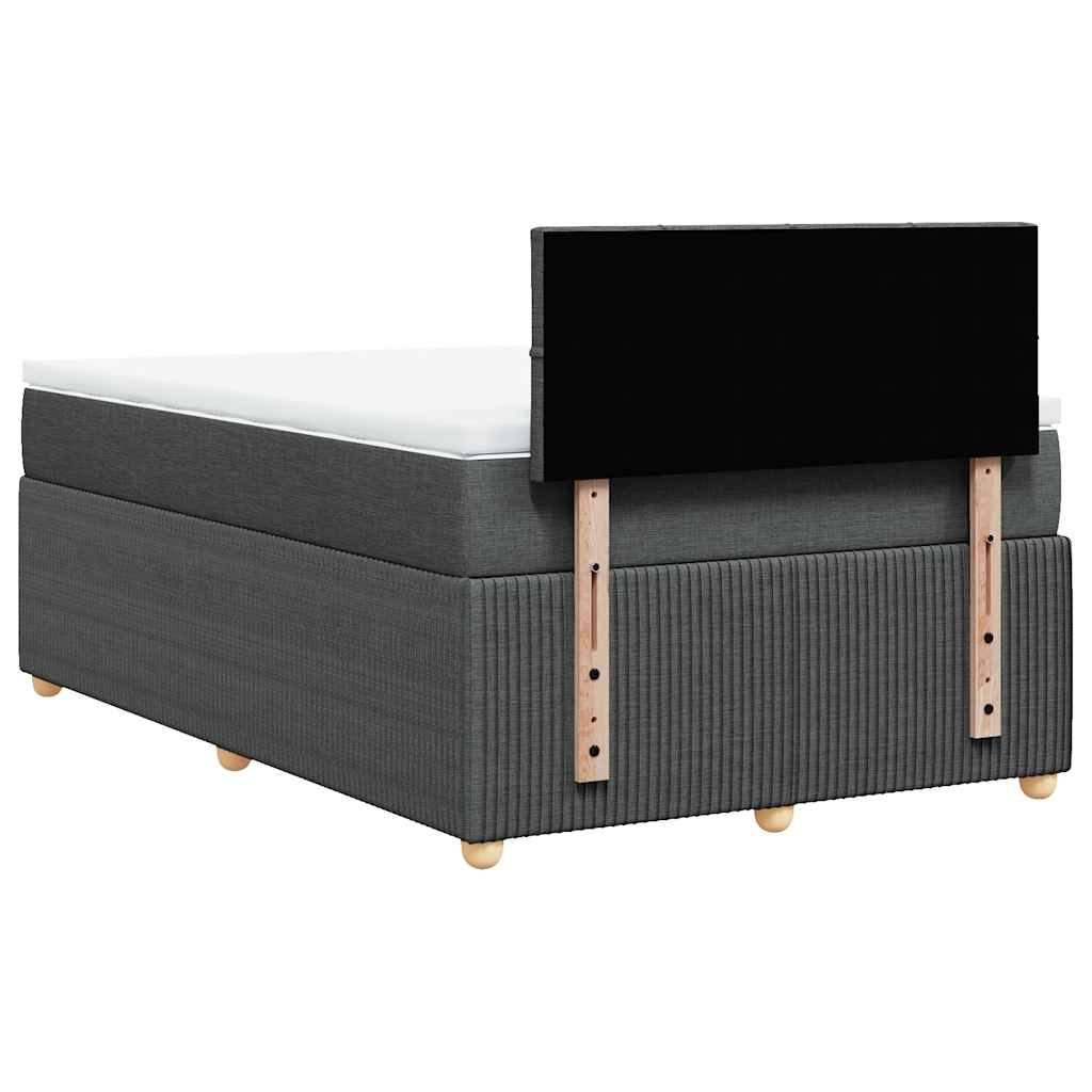 vidaXL Łóżko kontynentalne z materacem, ciemnoszara tkanina 120x200 cm
