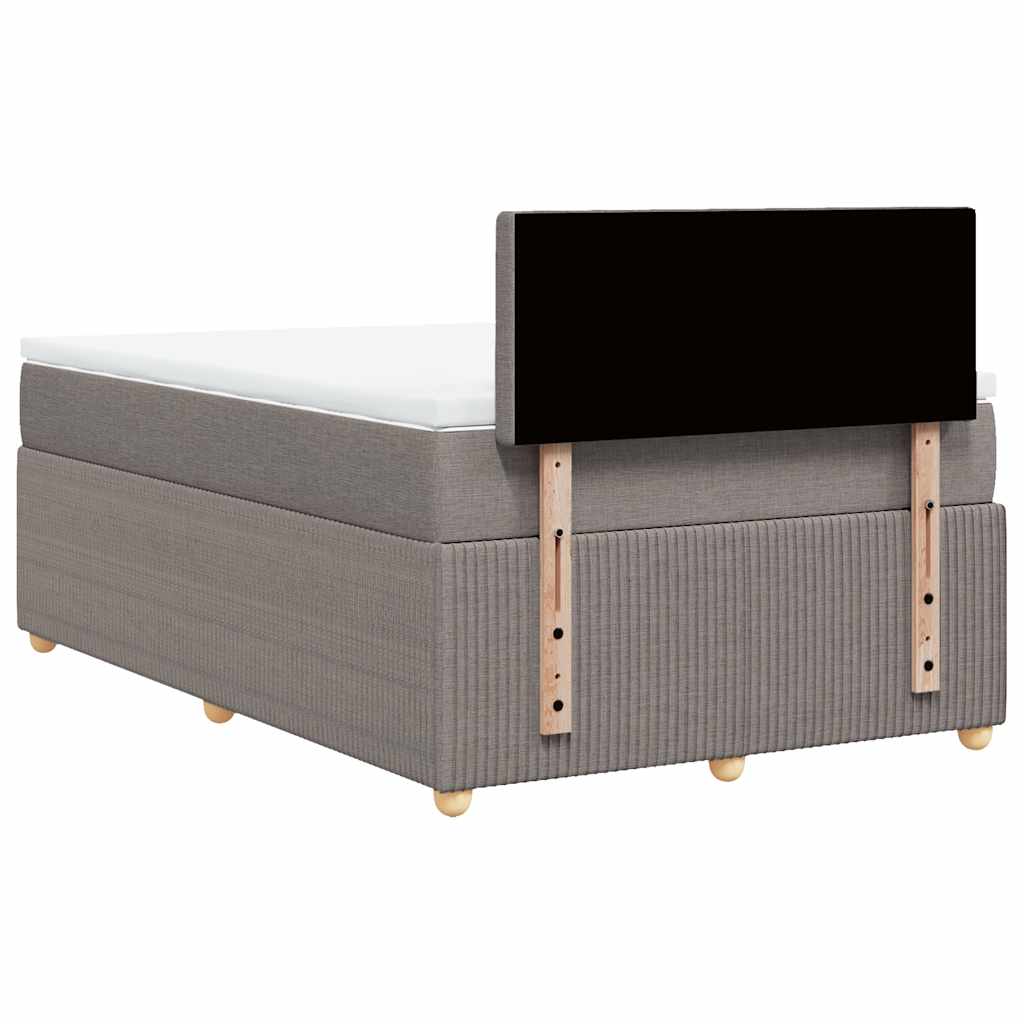 vidaXL Łóżko kontynentalne z materacem, taupe, tkanina, 120x200 cm