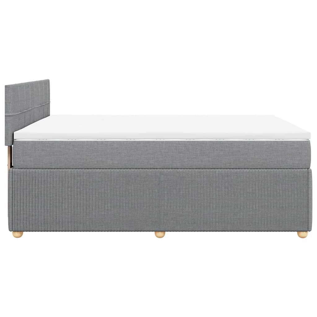 vidaXL Łóżko kontynentalne z materacem, jasnoszare, tkanina, 140x190cm