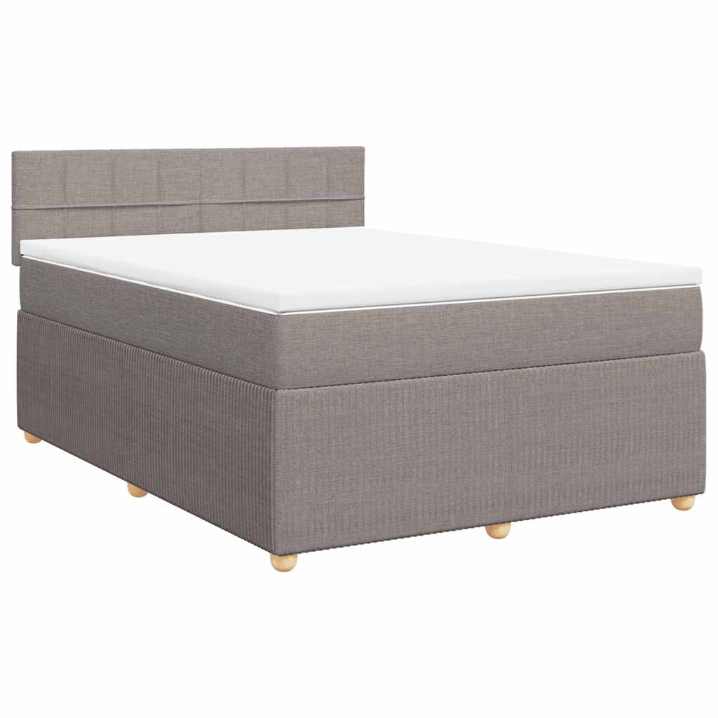 vidaXL Łóżko kontynentalne z materacem, taupe, tkanina, 140x190 cm