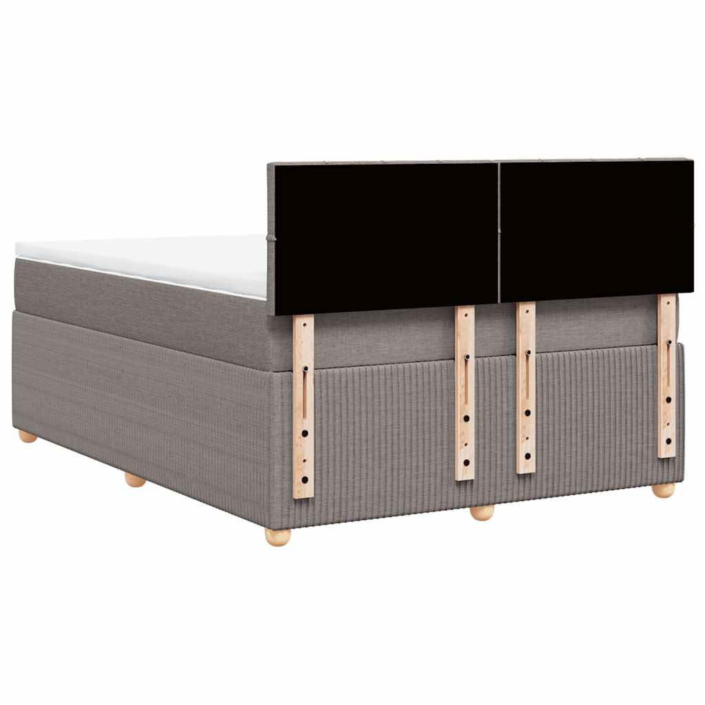 vidaXL Łóżko kontynentalne z materacem, taupe, tkanina, 140x190 cm