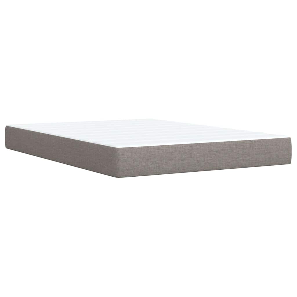 vidaXL Łóżko kontynentalne z materacem, taupe, tkanina, 140x190 cm