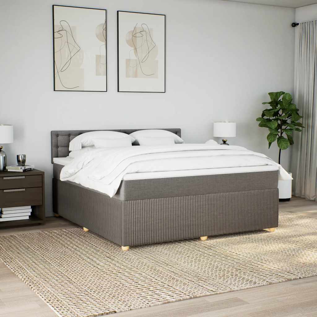 vidaXL Łóżko kontynentalne z materacem, taupe, tkanina, 180x200 cm
