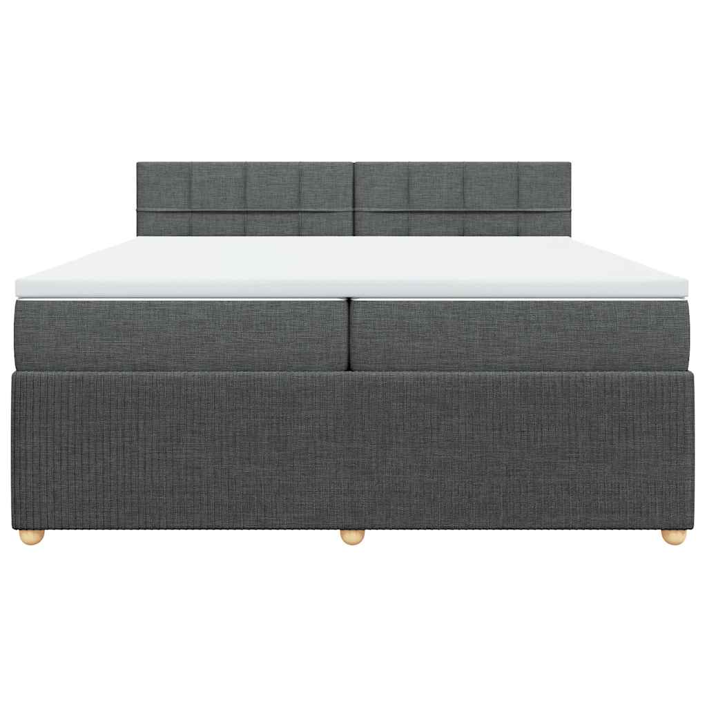 vidaXL Łóżko kontynentalne z materacem, ciemnoszara tkanina 200x200 cm