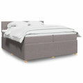 vidaXL Łóżko kontynentalne z materacem, taupe, tkanina, 200x200 cm