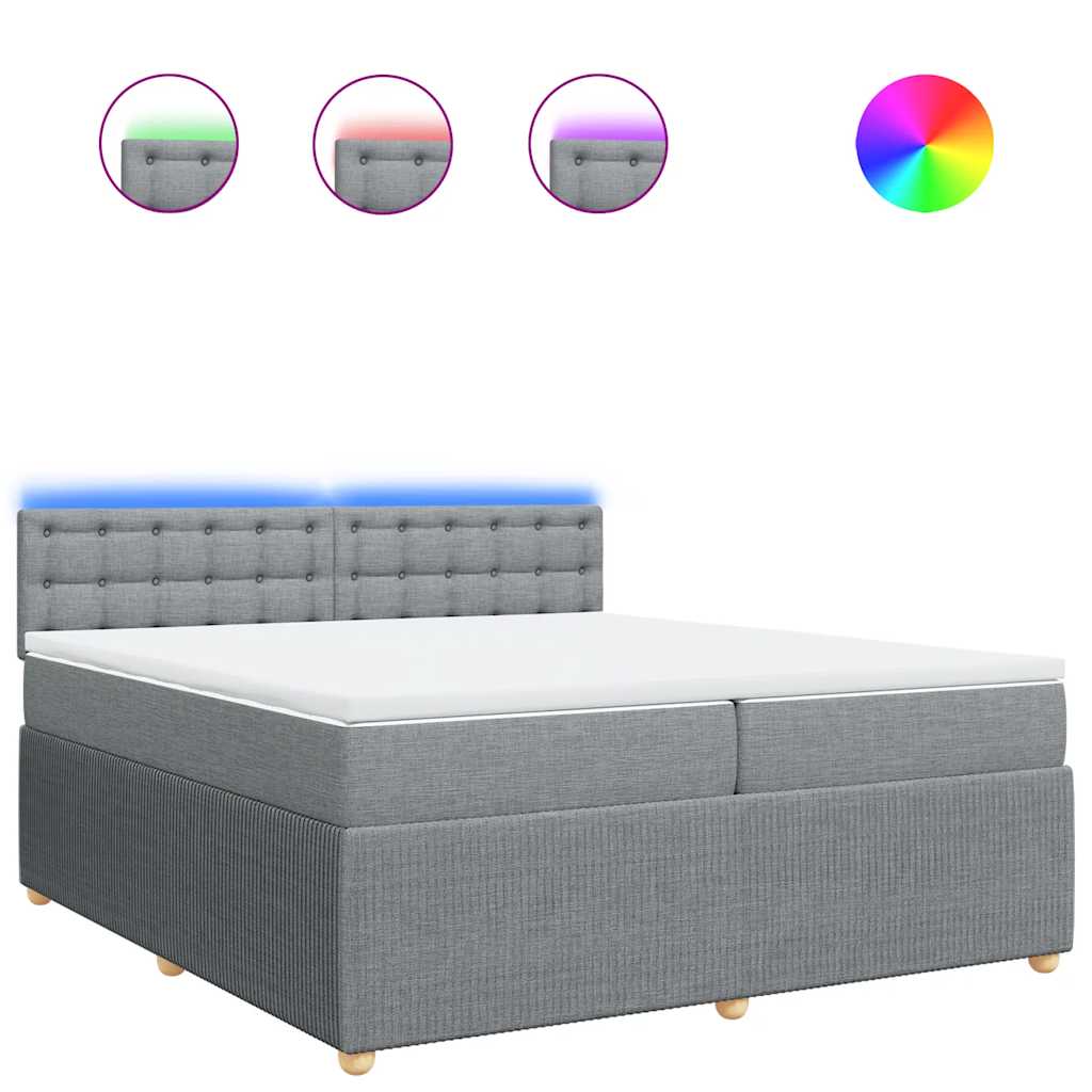 vidaXL Łóżko kontynentalne z materacem, jasnoszare, tkanina 200x200 cm