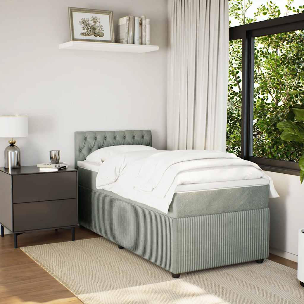 vidaXL Łóżko kontynentalne z materacem, jasnoszare, aksamit, 80x200 cm