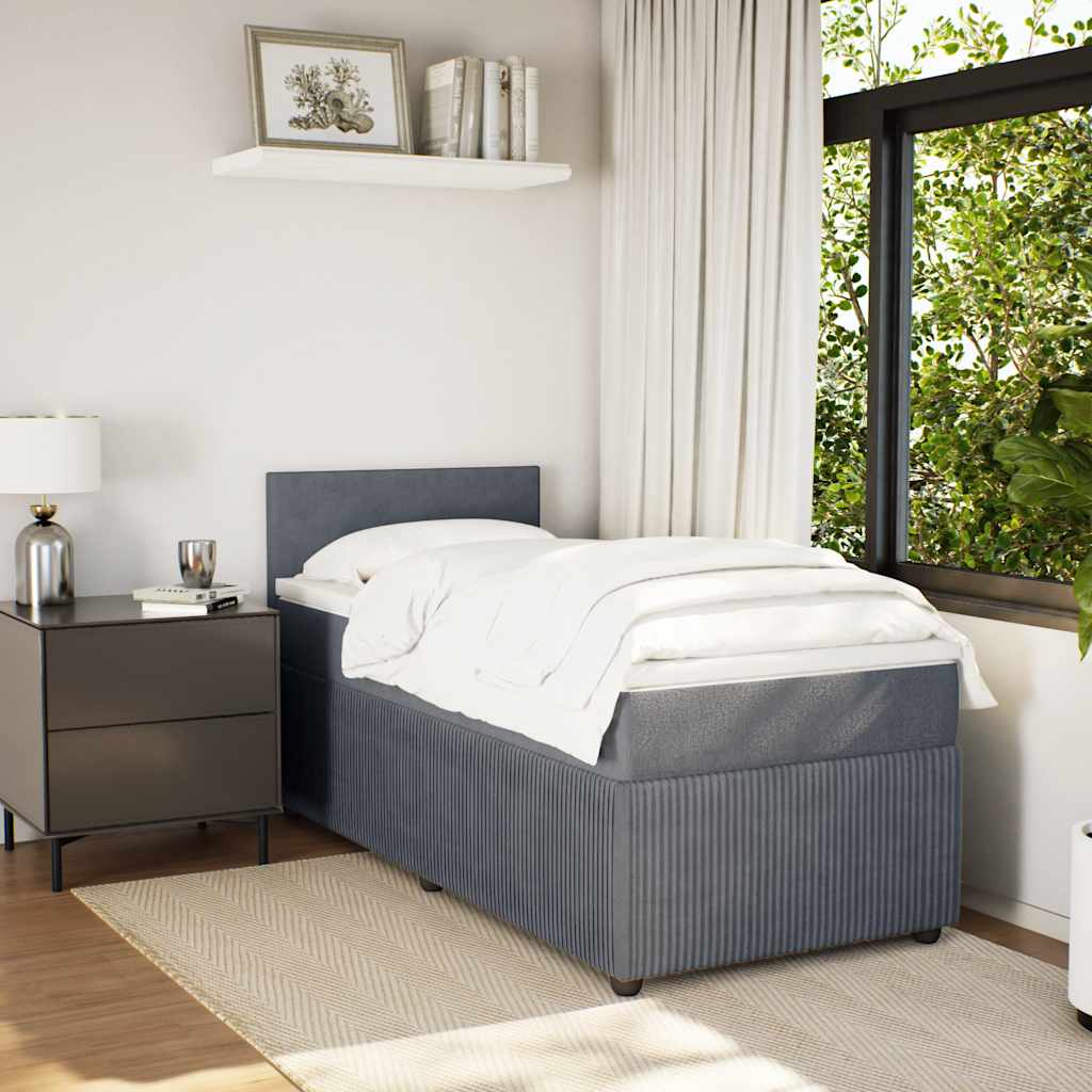 vidaXL Łóżko kontynentalne z materacem, ciemnoszary aksamit, 100x200cm