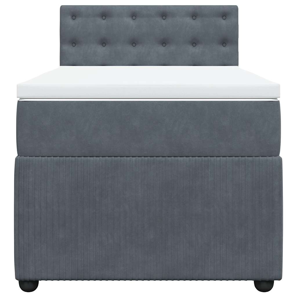 vidaXL Łóżko kontynentalne z materacem, ciemnoszary aksamit, 100x200cm