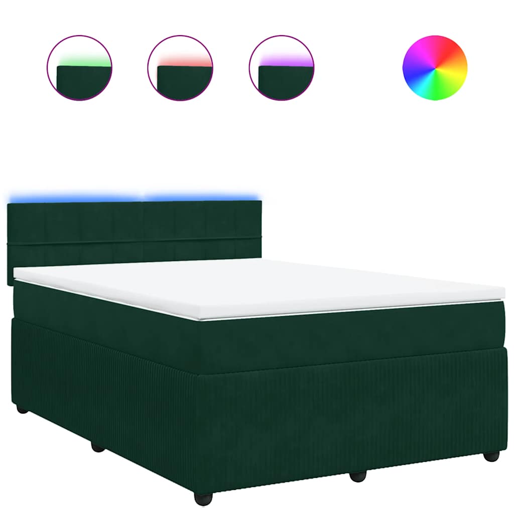 vidaXL Łóżko kontynentalne z materacem, ciemnozielone, 140x200 cm