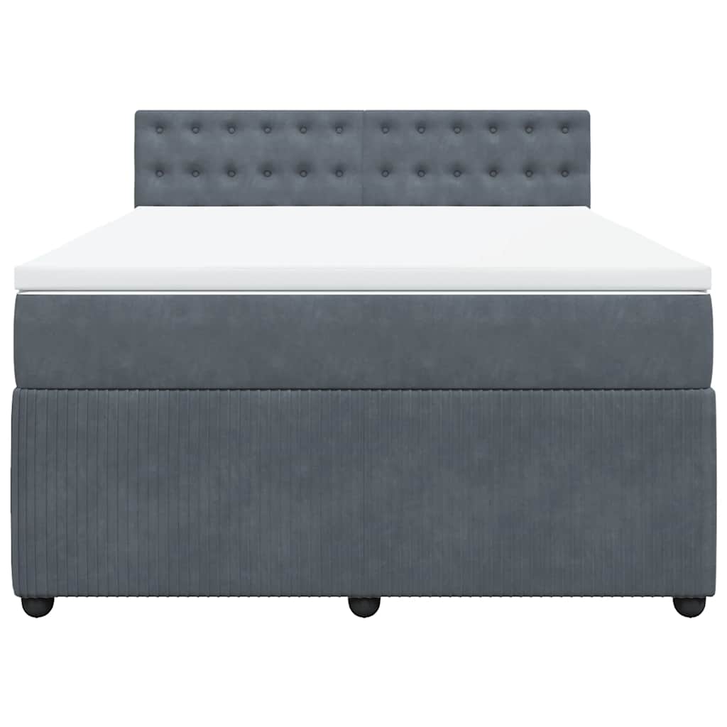 vidaXL Łóżko kontynentalne z materacem, ciemnoszare, 160x200cm aksamit