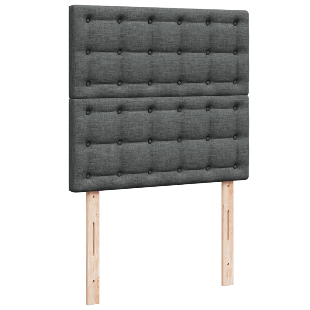 vidaXL Łóżko kontynentalne z materacem, ciemnoszara tkanina 90x190 cm